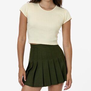 Los Angeles Apparel Pleated Mini Skirt in Olive